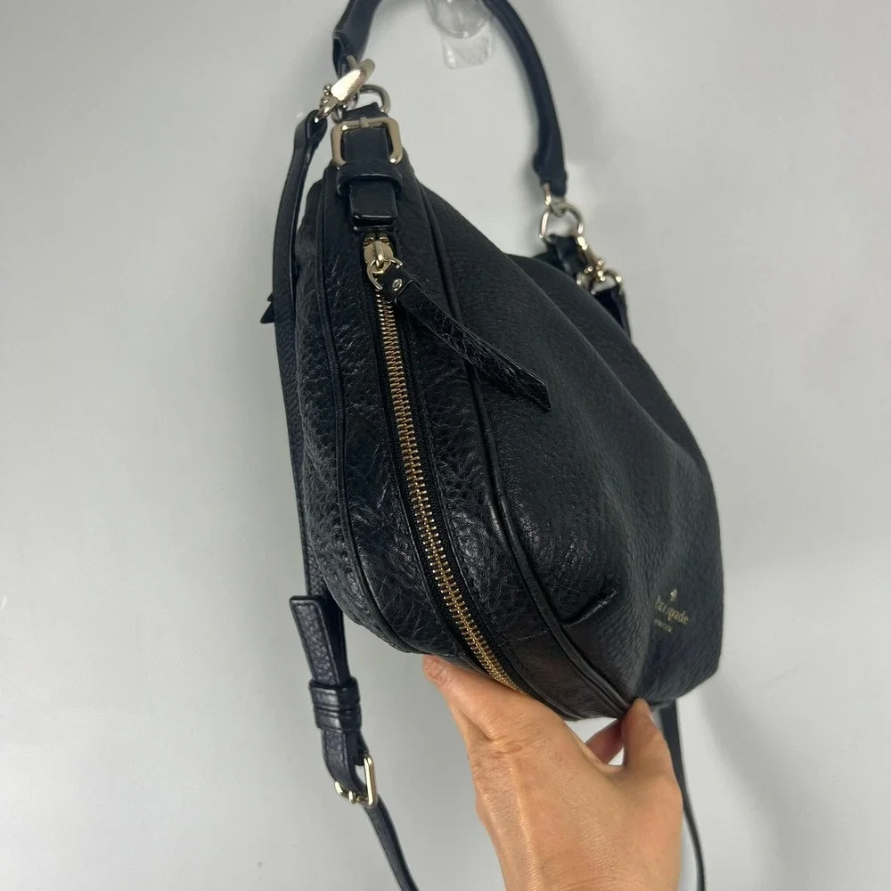 Kate Spade Cobble Hill Black Pebbled Leather Hobo Crossbody Bag Everyday Capsule